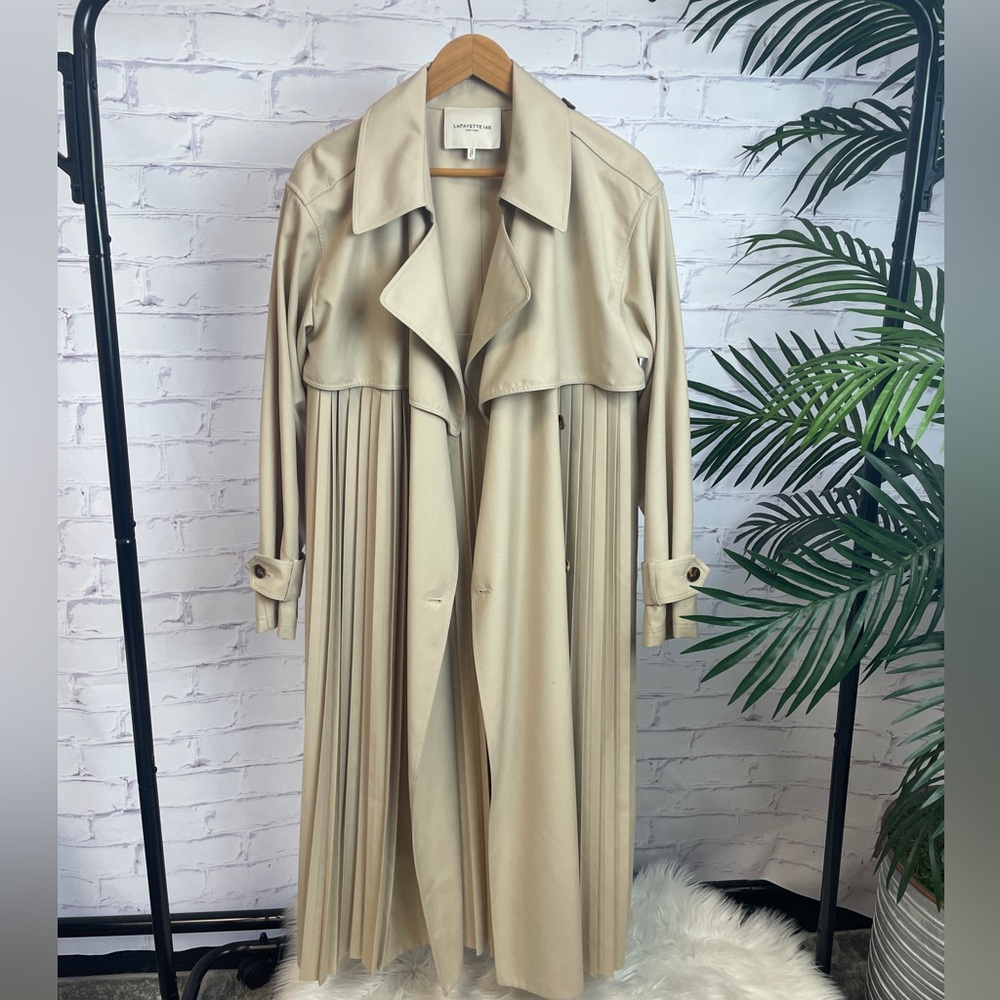 Lafayette 148 New York Beige Pleated Trench Coat